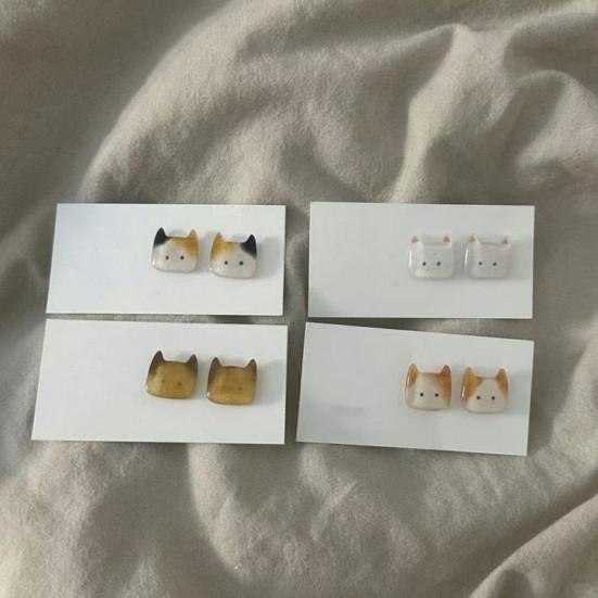 1 Paire Boucles d'Oreilles Clous Sans Bavures Légères Design Chaton Clous d'Oreilles Sans Allergène Invisibles Non Irritantes Boucles d'Oreilles Bijoux Cadeau