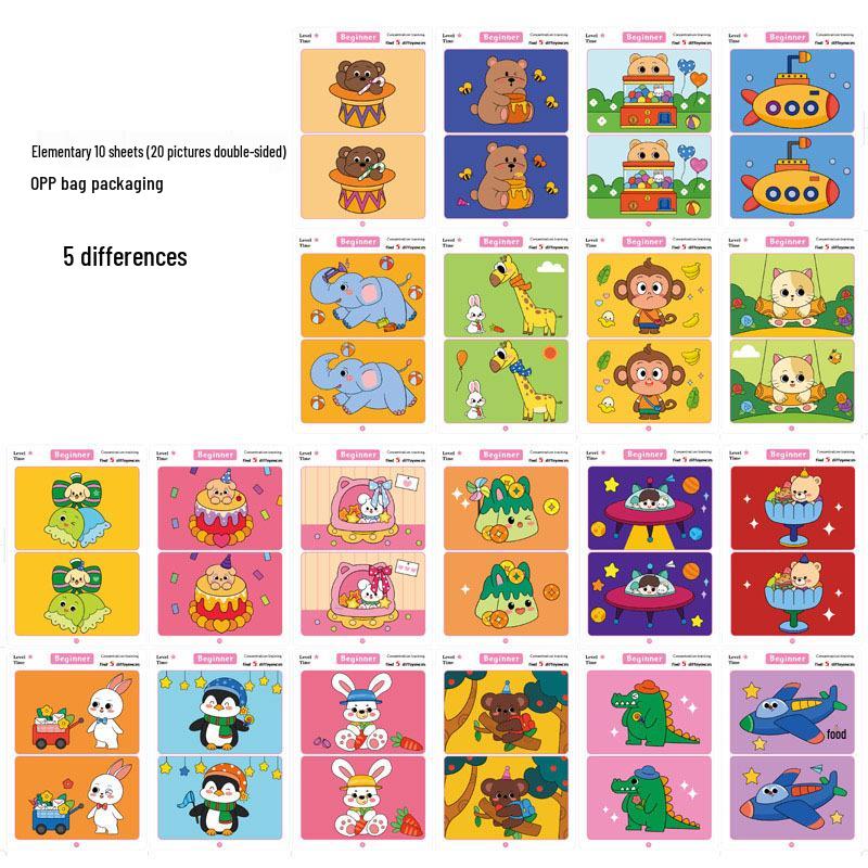 Cross-Border Erasable Training Cards - Educational Spot the Difference Game for Early Learning and Attention Development