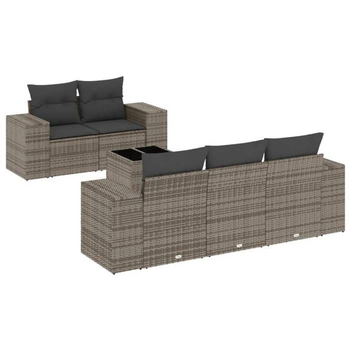 VidaXL Garden Lounge Set with Cushions 6 Pcs, Patio Sofas, Patio Furniture Set, Outdoor Furniture, Grey 3222299