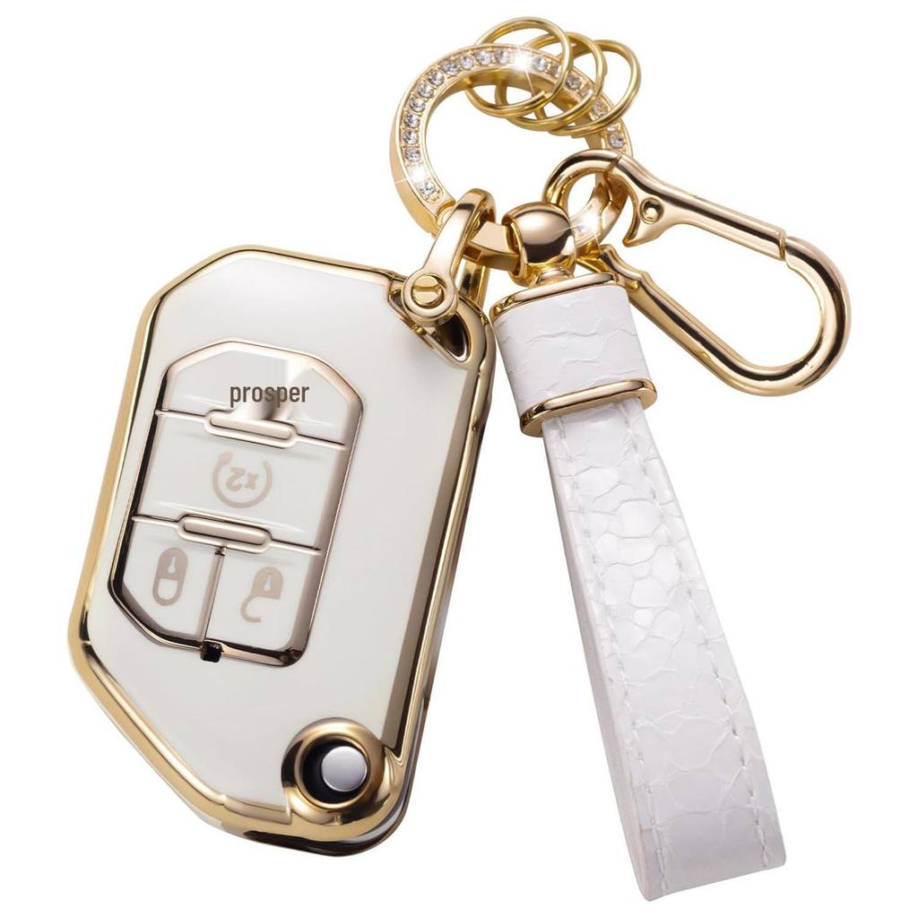 Gold-Edged Key Cover Pendant with Stone Pattern Keychain for Cars - Cross-Border Bestseller