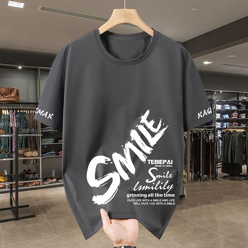 12XL Taglia Forte T-shirt Estiva da Uomo Taglia Forte Manica Corta Ampia Uomo Grasso Stampata Girocollo Manica Corta