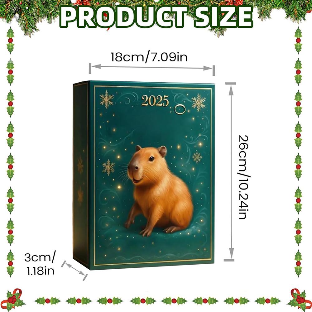 2025 Xmas Advents Calendar With Mini Capybara Pendant Lovely Cartoon Figure Present Box For Family Countdown Fun