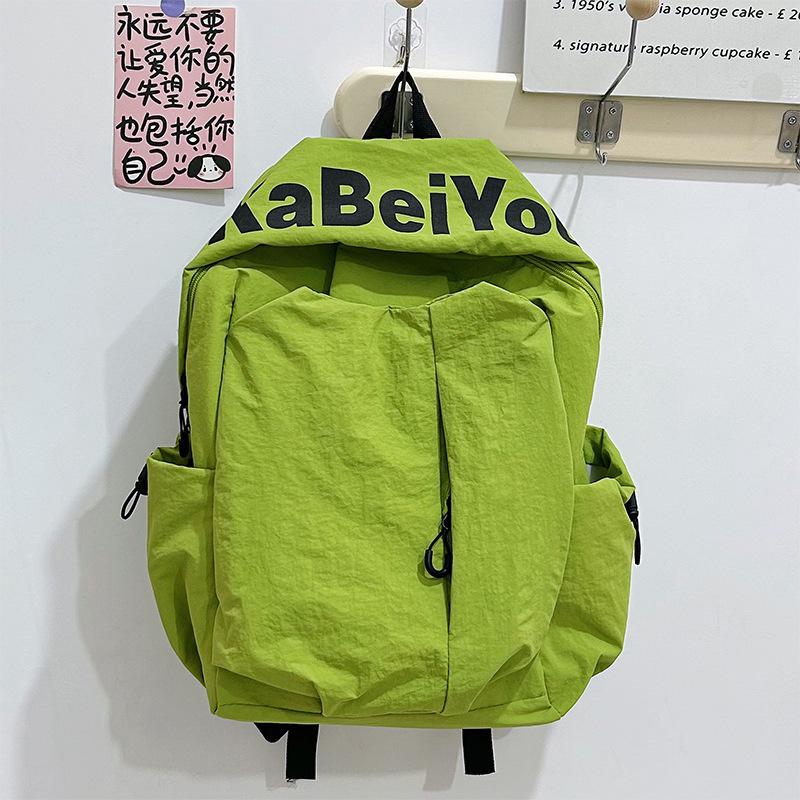 

ins wind niche casual backpack large capacity outdoor bag commuter backpack, student bag junior high school bag зелений
