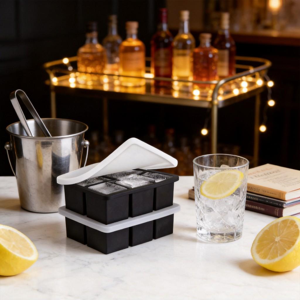 Food Grade Silicone Ice Cube Tray With Lid For Home And Commercial Use