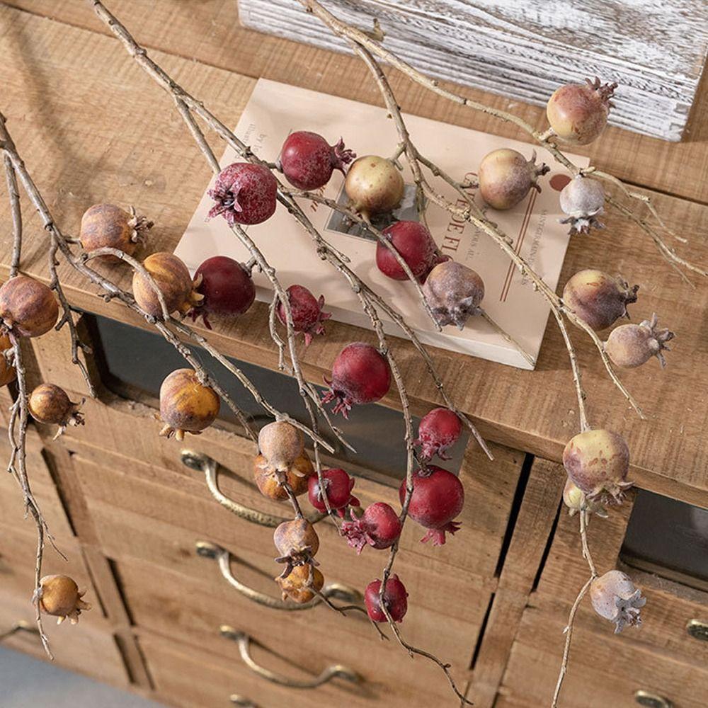 11 Fruit Artificial Pomegranate Branches Plastic Handmade Simulation Pomegranate Fruit Elegant Realistic Fake Plants