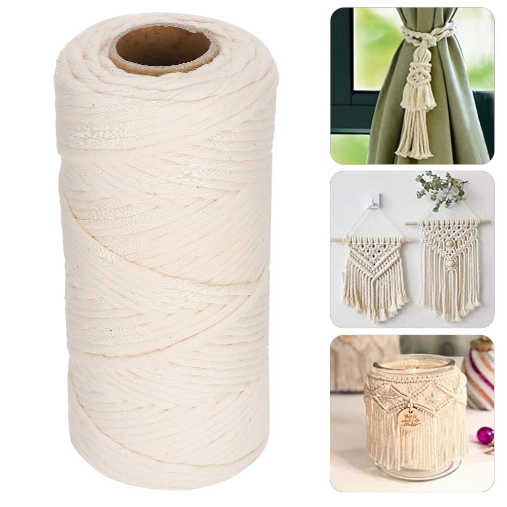 100m Cotton Rope Single Strand Cotton Macrame Yarn Cord for DIY Crafts Making