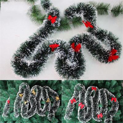 Tree Ornament Xmas Bar Tops Snowflake Strips Ribbon Garland With Bowknot Dark Green Ribbon