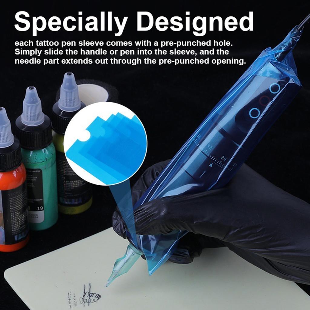 100PCS Disposable Cartridge Tattoo Machine Covers Sleeve Pen Bag Tattoo Plastic Pen Sleeves for Tattoo Machine Clip Pen Supplies