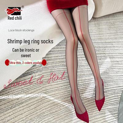 Rode Pepere Disco Nachtclub Verticale Streep Sexy Kousen voor Vrouwen - Mooie Benen Slanke Panty's.