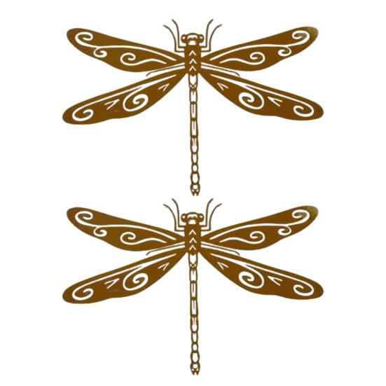 1/2/3Pcs Rusty Dragonfly Decoration Weather-proof 3D Metal Dragonfly Art Statue Indoor Outdoor Garden Patio Backyard Fence Wall Ornament