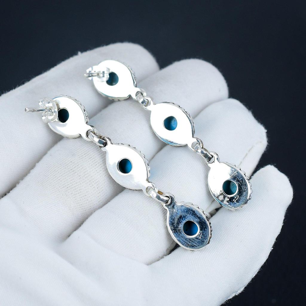 Natürliche Sleeping Beauty Türkis Edelstein Ohrringe, 925 Sterlingsilber Ohrringe, Handgefertigter Boho Silberschmuck Hängeohrringe, Erntedank Geschenk