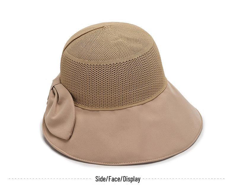 Korean Style Women's Trendy Large Brim Sun Hat with Bowknot - Foldable Bucket Hat for Vacation Travel