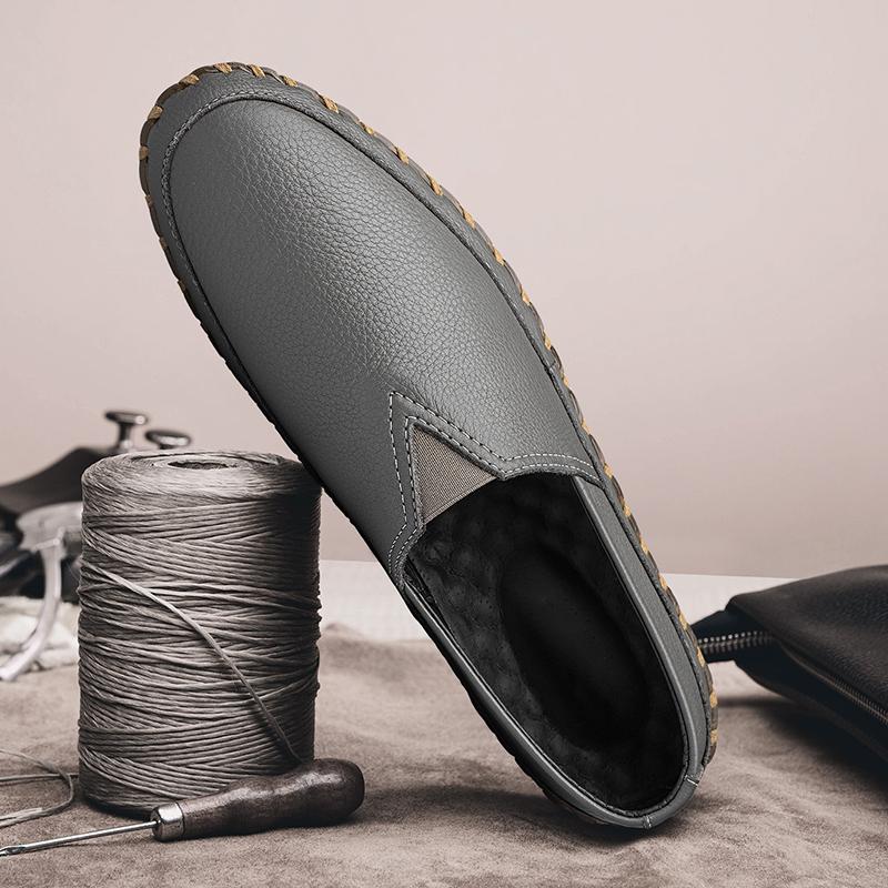 New Mens Genuine Leather Shoes Brand Casual Leather Shoes Handmade Man Loafers Versatile Male Slip On Flats Breathable Moccasins
