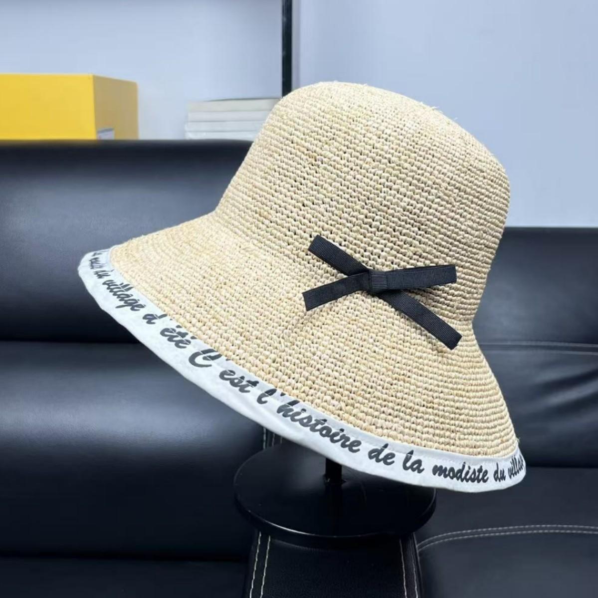 

High quality new raffia big edge sunscreen straw hat women s small bow decorative basin hat bucket hat sunshade sun hat M（55-58cm）