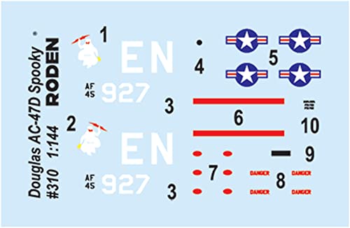 Roden 1/144 Scale US Air Force Douglas AC-47D Spooky Gunship Plastic Model Kit RE14310