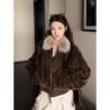 Eco-Friendly Warm Thickened Cotton Coat Women Winter Korean Style Luxury Big Fur Collar Lamb Wool Jacket Petite