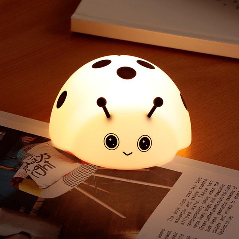 Cute Ladybug Light Night Lights USB Rechargeable Capybara Shape Touch Control Soft Silicone Lamp for Kids Adult Gifts