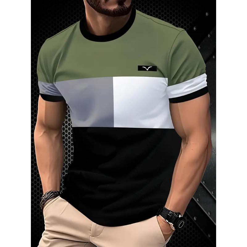 Classic Men's T-shirt Summer Outdoor Round Neck Short Sleeve Top Stripe Print Street Loose T-Shirt Male Oversized Clothing