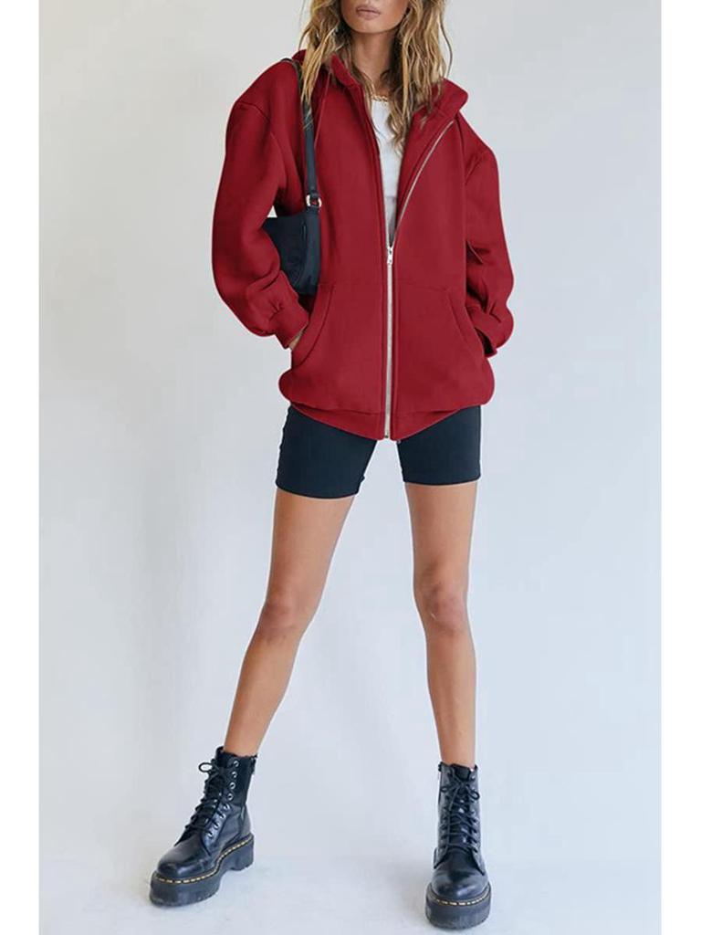 Teen Casual Zipper Hoodie with Turn-down Collar