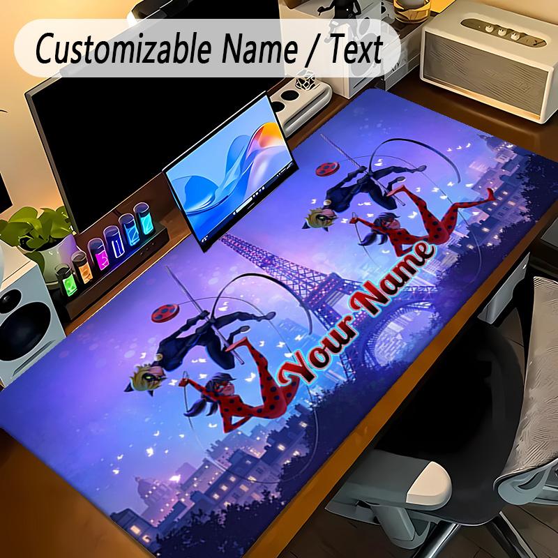 Covoraș Mare pentru Mouse Ladybug Miraculoasă Text cu Nume Personalizat Covoraș Personalizat pentru Birou Covoraș Antiderapant pentru Gaming