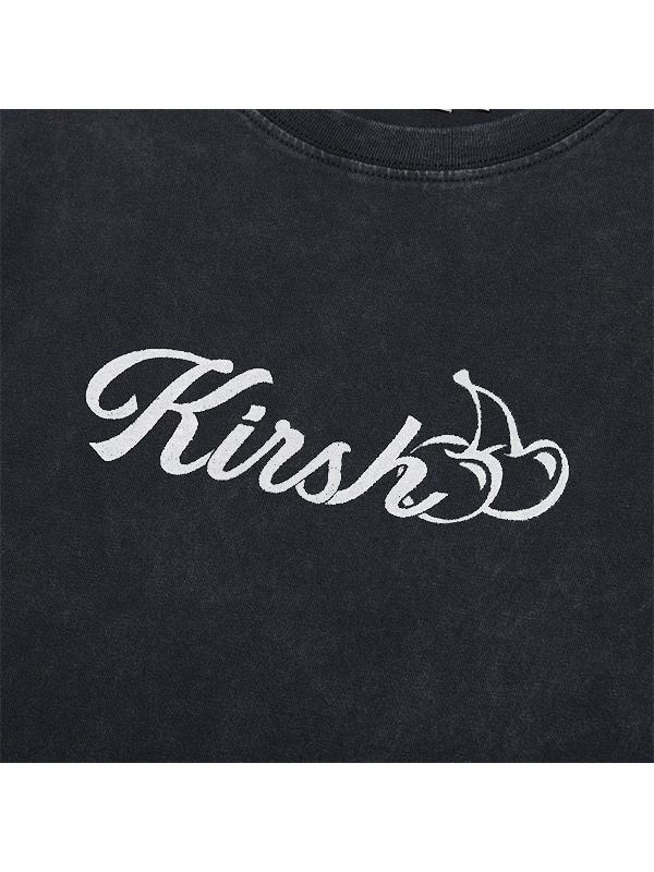 KIRSH Wording Crop Pigment T-Shirt [Black]
