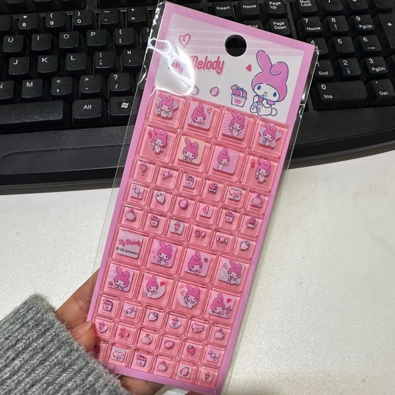 3D Sanrio Square Stickers Anime Phone Laptop Luggage Decoration Creative Diy Rhinestone Decal Kids Toys Cartoon Gift