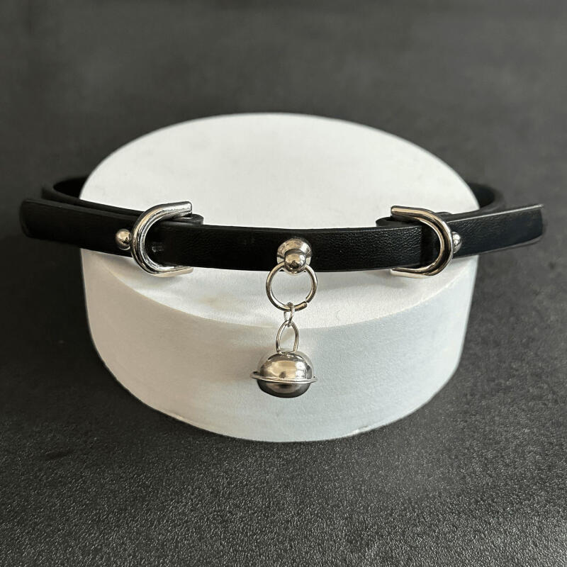 Punk Metal Bell Pendant Choker Necklaces for Women Men Hip Hop Cool Black Leather Short Necklaces Wild Party Jewelry Accessories