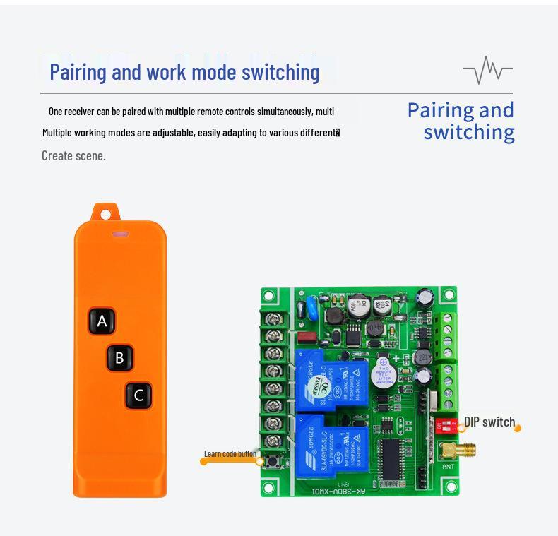 FSK Series Two-Way Wireless Remote Control Switch, DC12-48V 30A Receiver