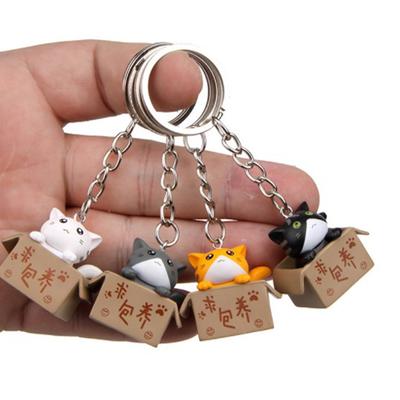 Creative Cute Little Cat Box Keychain For Women Men Keychain Bag Car Pendants