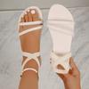 Women's Wide Width Gladiator Sandals - Cross Strap Flat Beach Sandals for Summer, Roman Style Casual Shoes