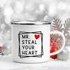 Love Heart Printed Camping Mug Valentine Party Juice Milk Cup Coffee Cups  Enamel Mugs Valentine's Day Gifts for Family Friends