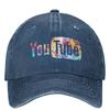 Colorful YouTubed Logo Denim Baseball Cap American Video Hiking Fishing Hip Hop Hats Summer Female Male SunProof Baseball Caps
