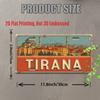 Printing, , Vintage Metal License Plate, Outdoor Wall Art , Number TIRANA Aluminum Sign with Albania Cityscape, Great for Hom