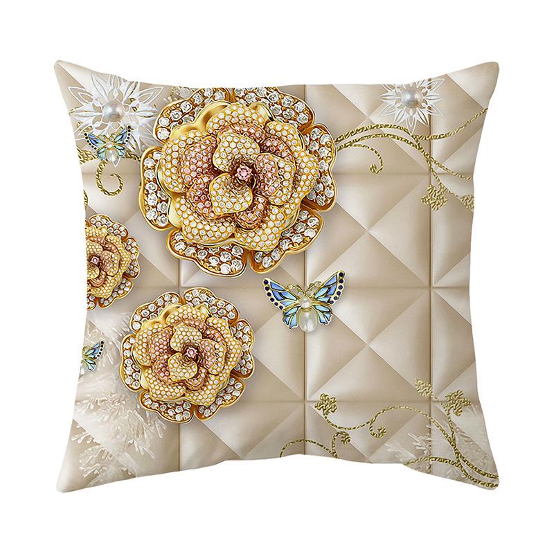 

Чехол на подушку с золотым цветком, ультрамягкий, короткий, плюшевый, с принтом, для дома, гостиной, дивана, наволочка для подушки 45*45cm CR029-5