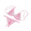 Sexy Women Lady Lingerie See Through Lace Underwear Sleepwear Lace Up Bra +Open Crotch G-string Erotic Set For Woman