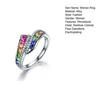 Yousheng Women Ring Shiny Rhinestone Inlaid Sparkling Geometric Electroplating Decoration Gift Rainbow Colored Faux Gemstone Party Ring Jewelry for