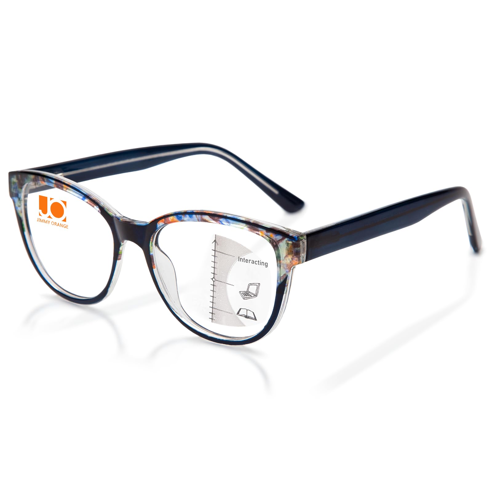 

Bifocal Reading Multifocal Progressive Stylish and Blue Light Blocking Fashionable Reading Senior Glasses Blue [JIMMY ORANGE] Glasses, Lenses, синій