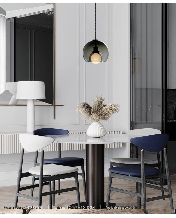 Nordic Modern Minimalist Bedside Pendant Light – Creative Single-Head Designer Glass for Bedroom/Dining Room.