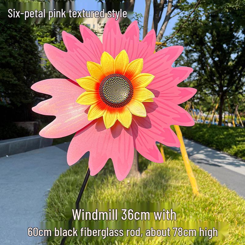Children's Double-Layer Rotating Sunflower Pinwheel Outdoor Decoration