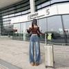 Plus Size High-Waisted Washed Wide-Leg Jeans for Women - Retro Loose Fit for Autumn/Winter