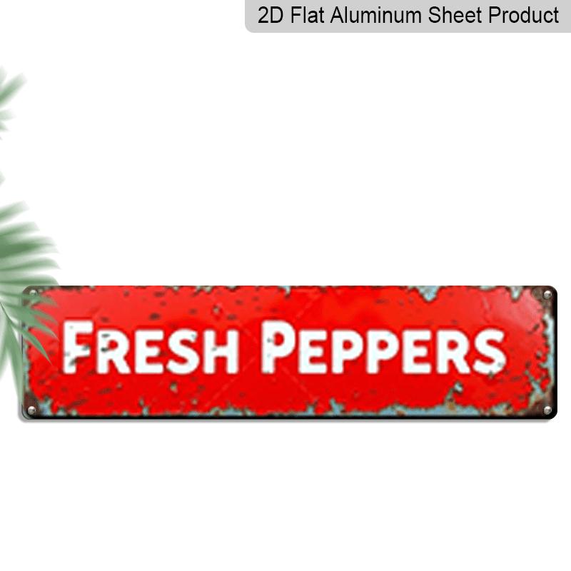 

15.7×3.94inch, Rustic Red Fresh Peppers Metal Sign - Vintage Farmhouse Kitchen Wall Art with Chili Pepper Aluminum Decorative Sign, Suitable for 40cm x 10cm
