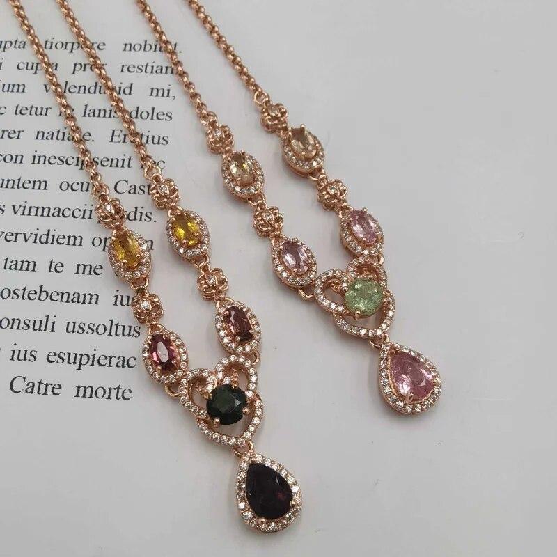 Sace Gems Collares con colgante de turmalina natural de Plata de Ley 925 de 3MM para mujer, joyería fina brillante, regalo de Navidad