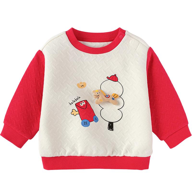 Balabala Baby Unisex Cartoon Cotton Long-Sleeve T-Shirt