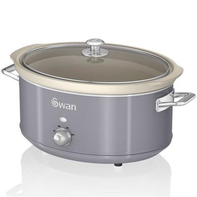 Retro hrnec 6,5L s odnímatelnou nepřilnavou keramickou vložkou, Vintage SWAN SF17031GRNEU 320W Šedý