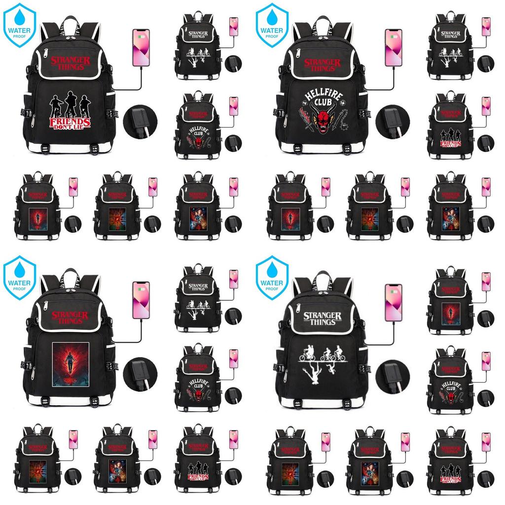 Mochila Impermeable Stranger Things 4 Perfecta Para Estudiantes Y Adultos Con Gran Capacidad Y Función Recargable USB