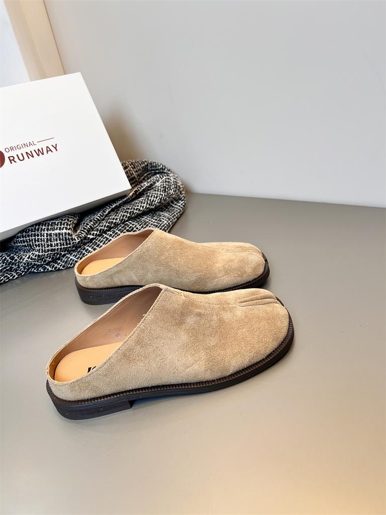 Fashion Bailamos Women Split Toe Slippers Tabi Ninja Slip On Flats Round Toe Shallow Lazy Boat Slingback Mules Shoes British Loafers