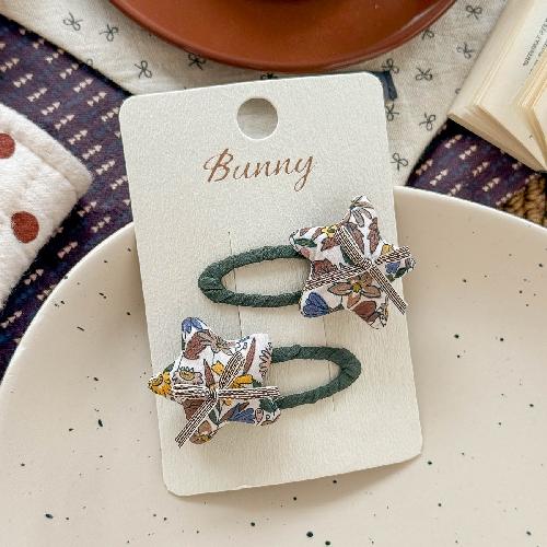 Autumn Retro Sweet Pink Coffee Leopard Pattern Bow Rabbit Hairpin Hair Ring Temperament Baby Tie Ball Head Flower Girl