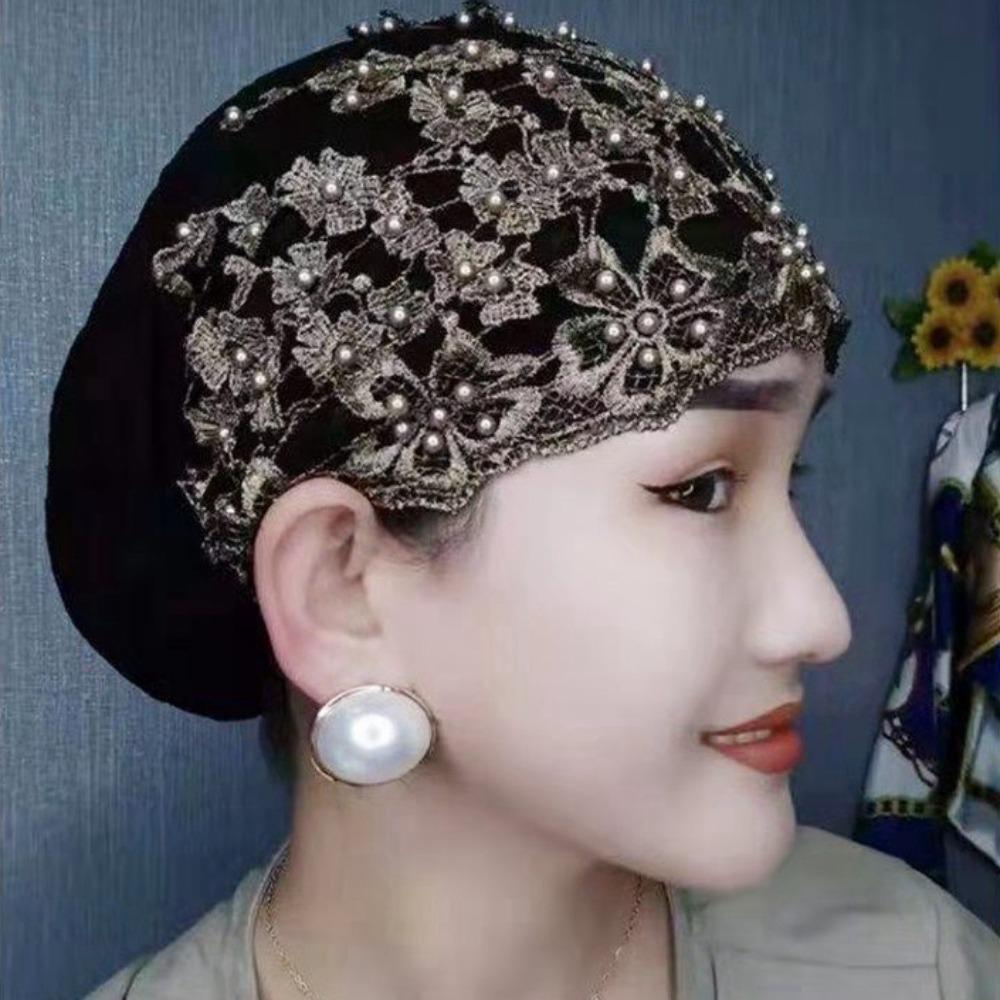 Soft Ethnic Beaded Hat Beaded Decoration Head Wrap Cap Portable Ethnic Headscarf Hat  Cultural Wear