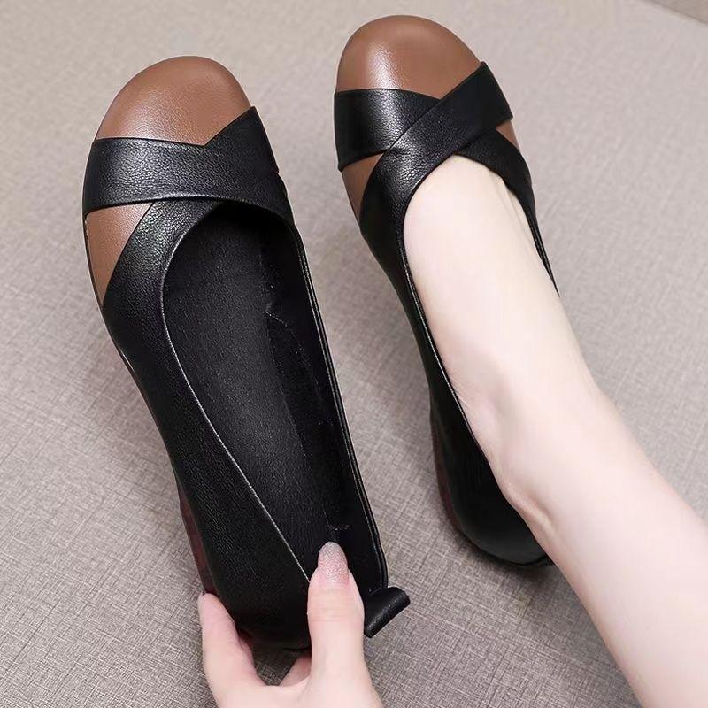 

Soft sole non-slip and wear-resistant beef tendon sole women s shoes are not tired to walk, soft leather large size one pedal small leather shoes wome 35 чёрный