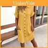 Polyester A Line Dress With Button Details For Casual Summer Wear